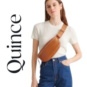 Quince Italian Pebbled Leather Sling Bag – Cognac – NWT